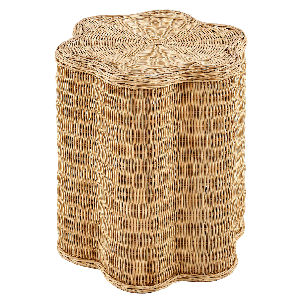 Modway Erika Scalloped Natural Rattan Side Table  