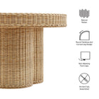 Modway Ainsley 32 Inch Round Natural Rattan Coffee Table