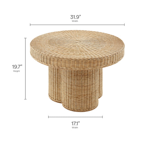 Modway Ainsley 32 Inch Round Natural Rattan Coffee Table  