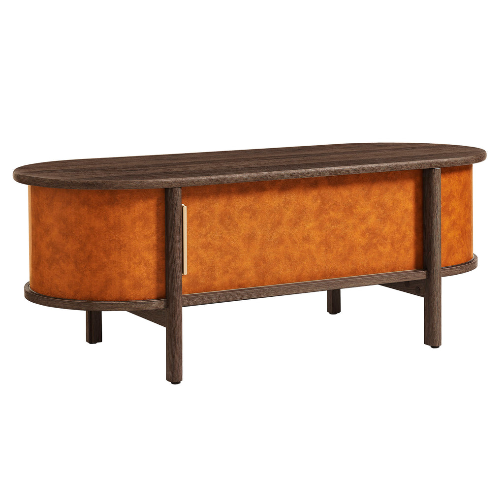 Modway Coralie Curved Vegan Leather Oval Coffee Table  