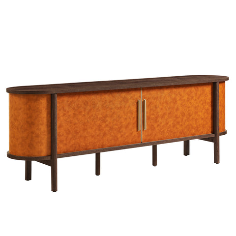 Modway Coralie Curved 71" Vegan Leather Oval TV Stand  