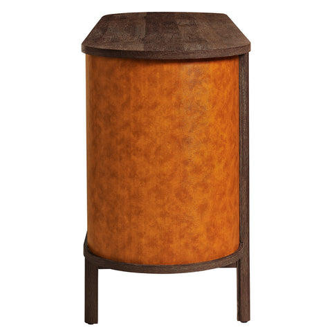 Modway Coralie Curved 71" Vegan Leather Oval TV Stand  