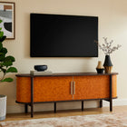 Modway Coralie Curved 71" Vegan Leather Oval TV Stand