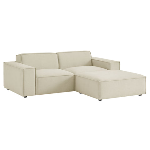 Modway Restore 3-Piece Performance Fabric Upholstered Modular Loveseat with Ottoman