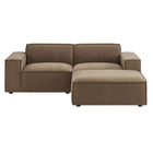 Modway Restore 3-Piece Performance Fabric Upholstered Modular Loveseat with Ottoman