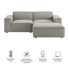 Modway Restore 3-Piece Performance Fabric Upholstered Modular Loveseat with Ottoman