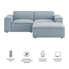 Modway Restore 3-Piece Performance Fabric Upholstered Modular Loveseat with Ottoman