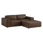 Modway Restore 3-Piece Vegan Leather Modular Loveseat with Ottoman