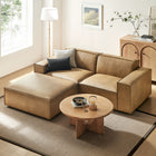 Modway Restore 3-Piece Vegan Leather Modular Loveseat with Ottoman