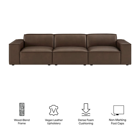 Modway Restore 3-Piece Vegan Leather Modular Sofa Set