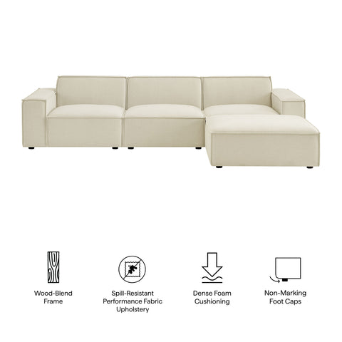 Modway Restore 4-Piece Performance Fabric Upholstered Modular Sofa Set with Ottoman