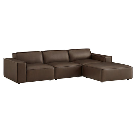 Modway Restore 4-Piece Vegan Leather Modular Sofa Set with Ottoman