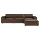 Modway Restore 4-Piece Vegan Leather Modular Sofa Set with Ottoman