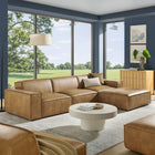 Modway Restore 4-Piece Vegan Leather Modular Sofa Set with Ottoman