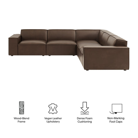 Modway Restore 5-Piece Vegan Leather Modular L-Shaped Sofa