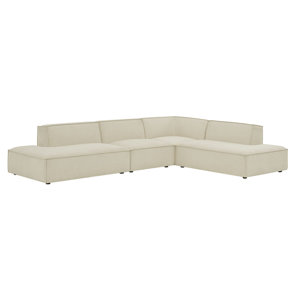 Modway Restore 4-Piece Performance Fabric Upholstered Modular L-Shaped Armless Sectional Sofa