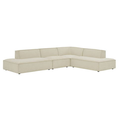 Modway Restore 4-Piece Performance Fabric Upholstered Modular L-Shaped Armless Sectional Sofa