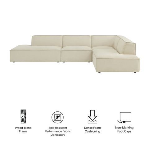 Modway Restore 4-Piece Performance Fabric Upholstered Modular L-Shaped Armless Sectional Sofa