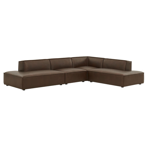 Modway Restore 4-Piece Vegan Leather Modular L-Shaped Armless Sectional Sofa