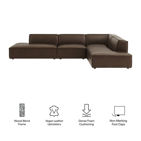Modway Restore 4-Piece Vegan Leather Modular L-Shaped Armless Sectional Sofa