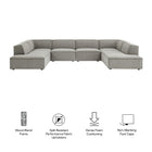 Modway Restore 6-Piece Performance Fabric Upholstered U-Shaped Sectional Sofa