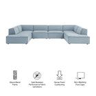 Modway Restore 6-Piece Performance Fabric Upholstered U-Shaped Sectional Sofa