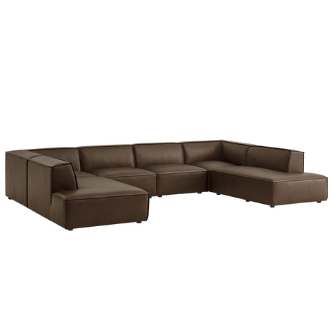 Modway Restore 6-Piece Vegan Leather U-Shaped Armless Sectional Sofa