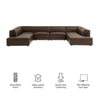 Modway Restore 6-Piece Vegan Leather U-Shaped Armless Sectional Sofa