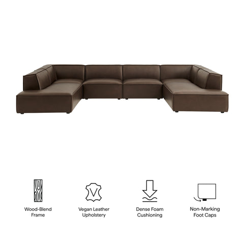 Modway Restore 6-Piece Vegan Leather U-Shaped Armless Sectional Sofa