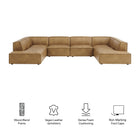 Modway Restore 6-Piece Vegan Leather U-Shaped Armless Sectional Sofa