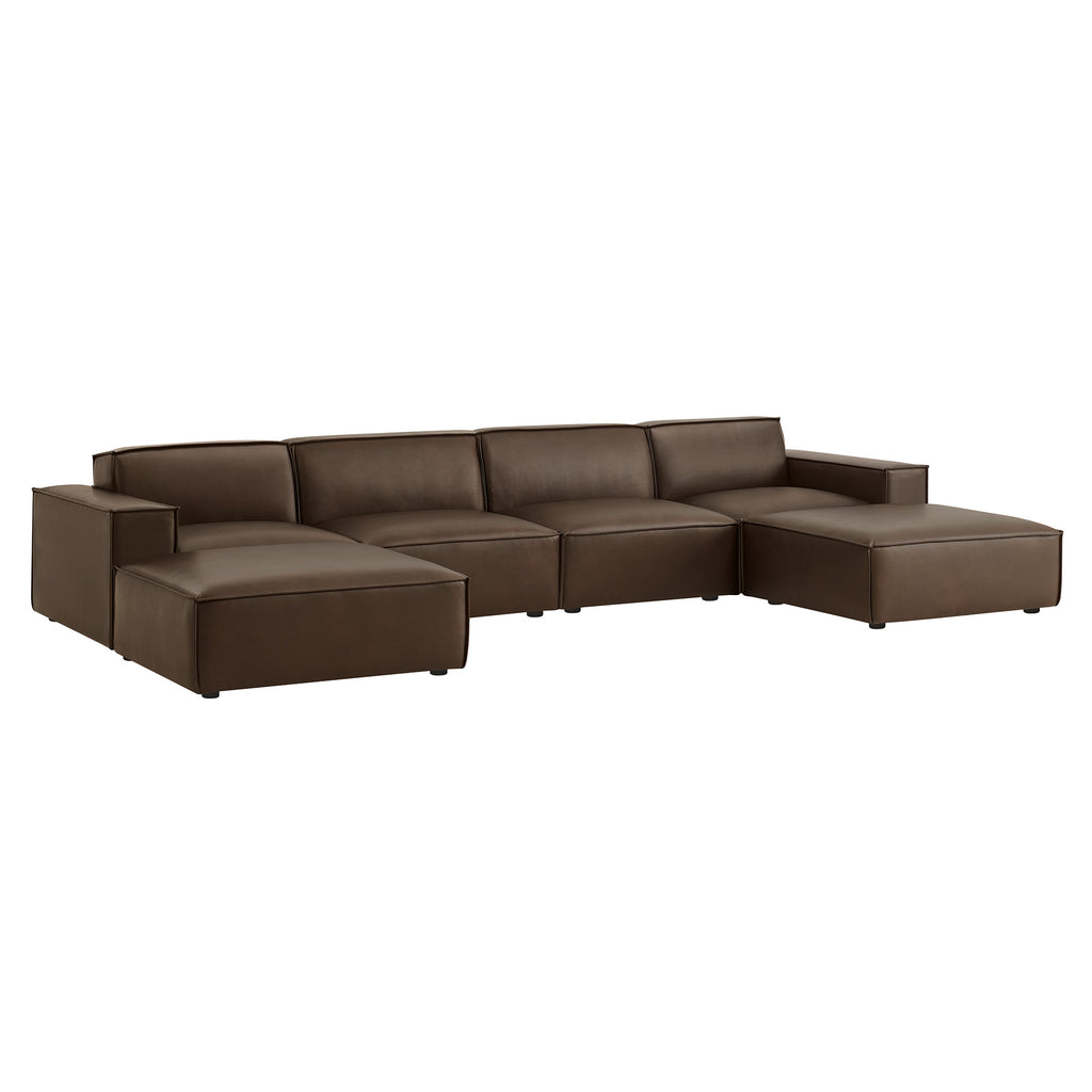 Modway Restore 6-Piece Vegan Leather Modular Sectional Sofa