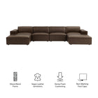 Modway Restore 6-Piece Vegan Leather Modular Sectional Sofa