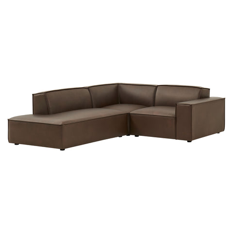 Modway Restore 3-Piece Vegan Leather Modular L-Shaped Sectional Sofa - EEI-7420