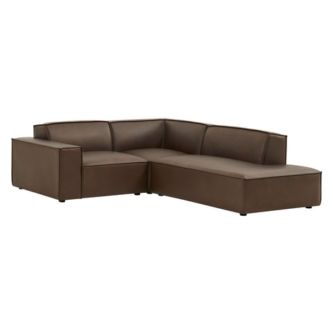 Modway Restore 3-Piece Vegan Leather Modular L-Shaped Sectional Sofa - EEI-7422