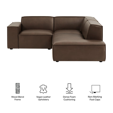 Modway Restore 3-Piece Vegan Leather Modular L-Shaped Sectional Sofa - EEI-7422