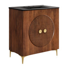 Modway Vernon 30" Fluted Wood Vanity Cabinet With Sink