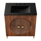 Modway Vernon 30" Fluted Wood Vanity Cabinet With Sink