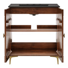 Modway Vernon 30" Fluted Wood Vanity Cabinet With Sink