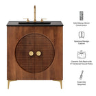 Modway Vernon 30" Fluted Wood Vanity Cabinet With Sink