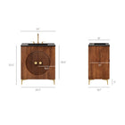 Modway Vernon 30" Fluted Wood Vanity Cabinet With Sink