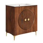 Modway Vernon 30" Fluted Wood Vanity Cabinet With Sink