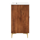 Modway Vernon 30" Fluted Wood Vanity Cabinet With Sink