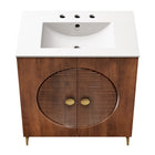 Modway Vernon 30" Fluted Wood Vanity Cabinet With Sink