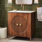 Modway Vernon 30" Fluted Wood Vanity Cabinet With Sink