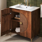 Modway Vernon 30" Fluted Wood Vanity Cabinet With Sink