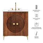 Modway Vernon 30" Fluted Wood Vanity Cabinet With Sink