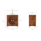 Modway Vernon 30" Fluted Wood Vanity Cabinet With Sink