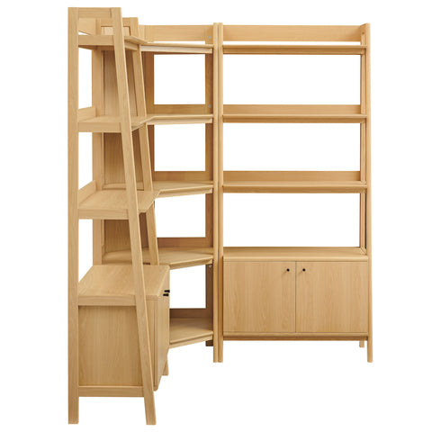 Modway Bixby 3-Piece Corner Bookshelf Set with Wide Bookshelves  