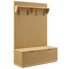 Modway Render Fluted 3-in-1 Hall Tree With Storage Bench and Coat Rack  