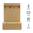 Modway Render Fluted 3-in-1 Hall Tree With Storage Bench and Coat Rack
